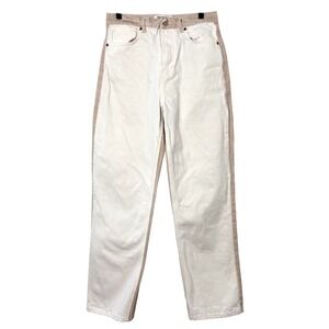 Reformation Jeans Sz 28 Sandy Tonal Reworked High Rise Relaxed Straight Two Tone